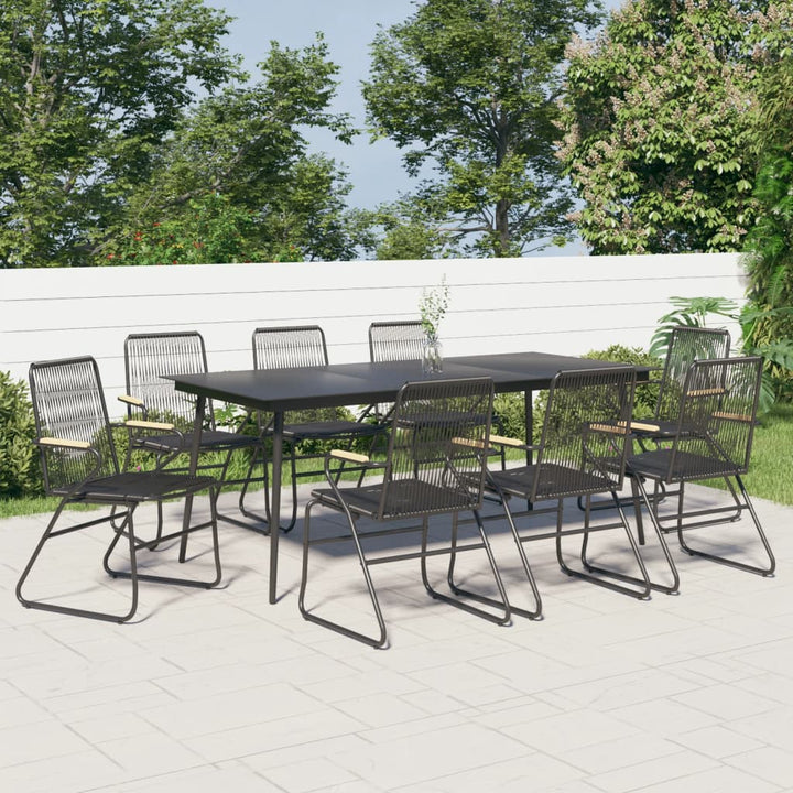 Set Mobilier De Grădină, 7 Piese, Negru, Ratan Pvc