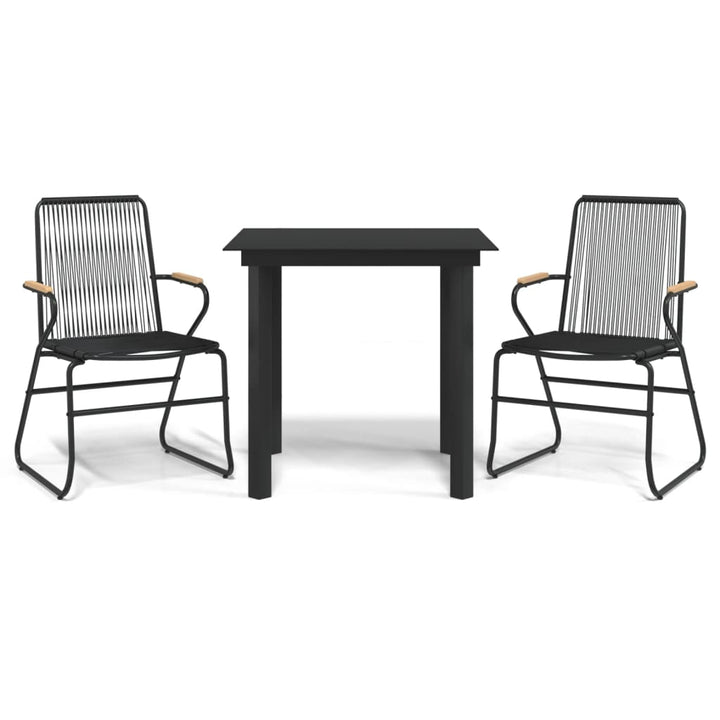 Set Cu Masă Pentru Grădină, 3 Piese, Pvc Negru, Ratan