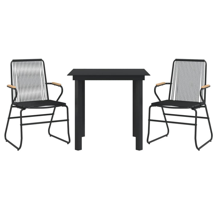 Set Cu Masă Pentru Grădină, 3 Piese, Pvc Negru, Ratan