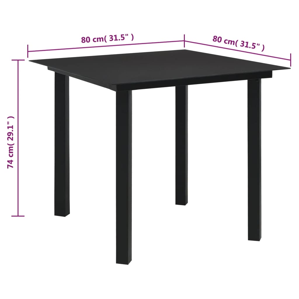 Set Cu Masă Pentru Grădină, 3 Piese, Pvc Negru, Ratan