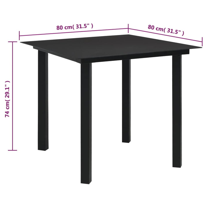 Set Cu Masă Pentru Grădină, 3 Piese, Pvc Negru, Ratan