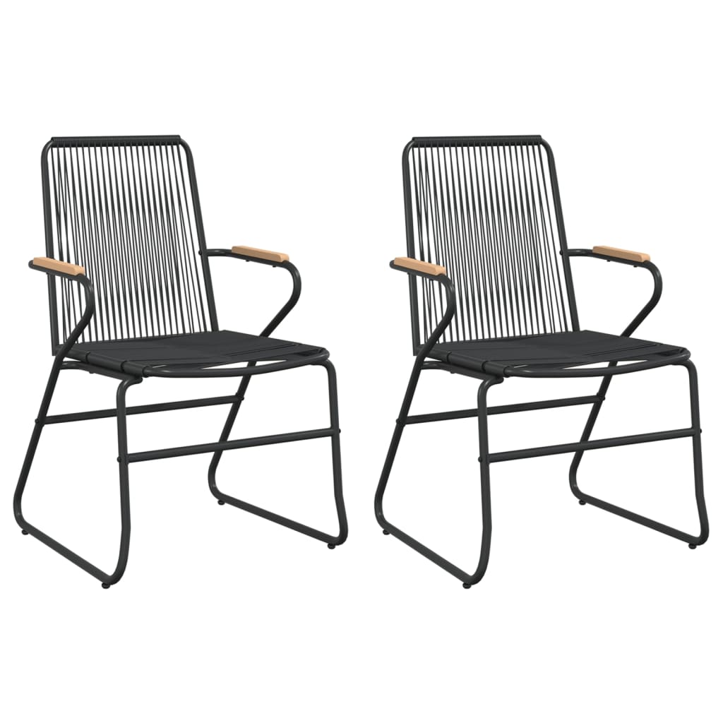 Set Cu Masă Pentru Grădină, 3 Piese, Pvc Negru, Ratan