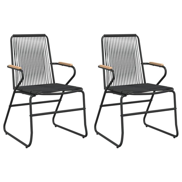 Set Cu Masă Pentru Grădină, 3 Piese, Pvc Negru, Ratan