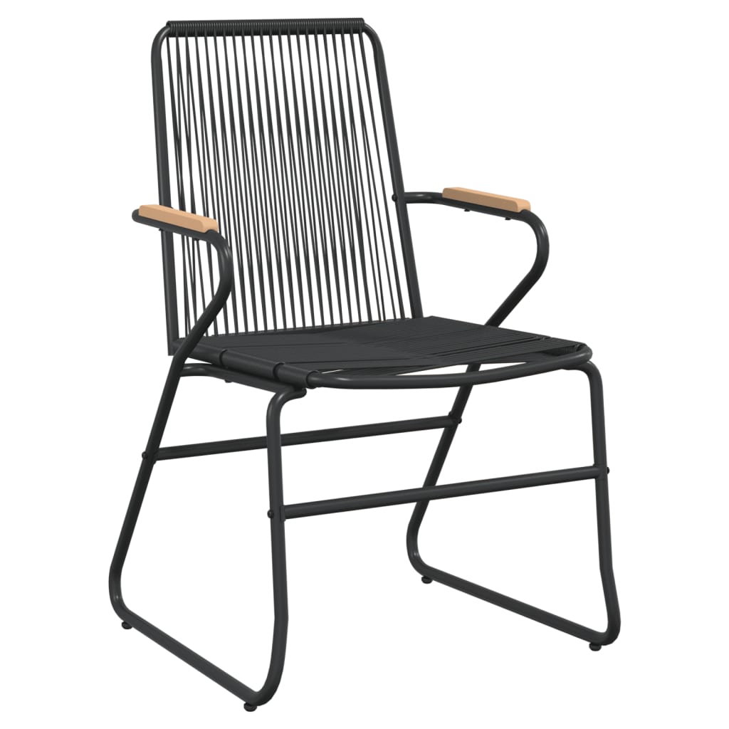 Set Cu Masă Pentru Grădină, 3 Piese, Pvc Negru, Ratan