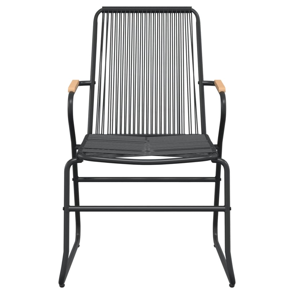 Set Cu Masă Pentru Grădină, 3 Piese, Pvc Negru, Ratan