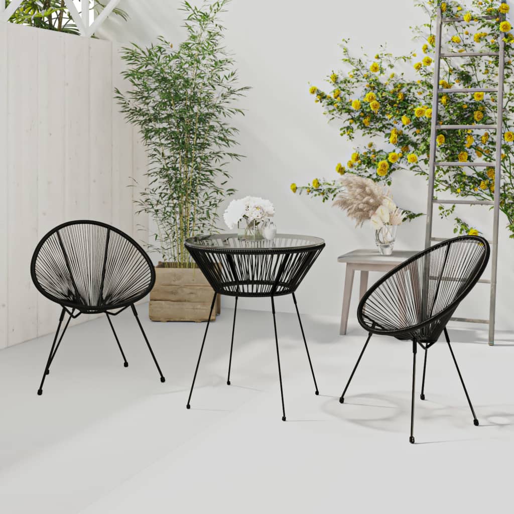 Set Mobilier De Exterior, 5 Piese, Negru, Ratan Pvc