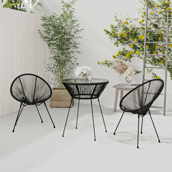 Set Mobilier De Exterior, 5 Piese, Negru, Ratan Pvc