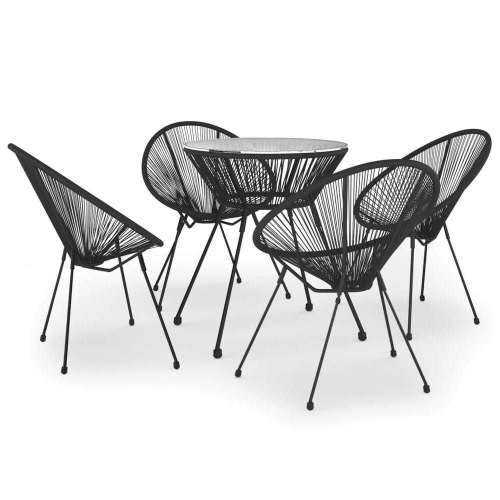 Set Mobilier De Exterior, 5 Piese, Negru, Ratan Pvc