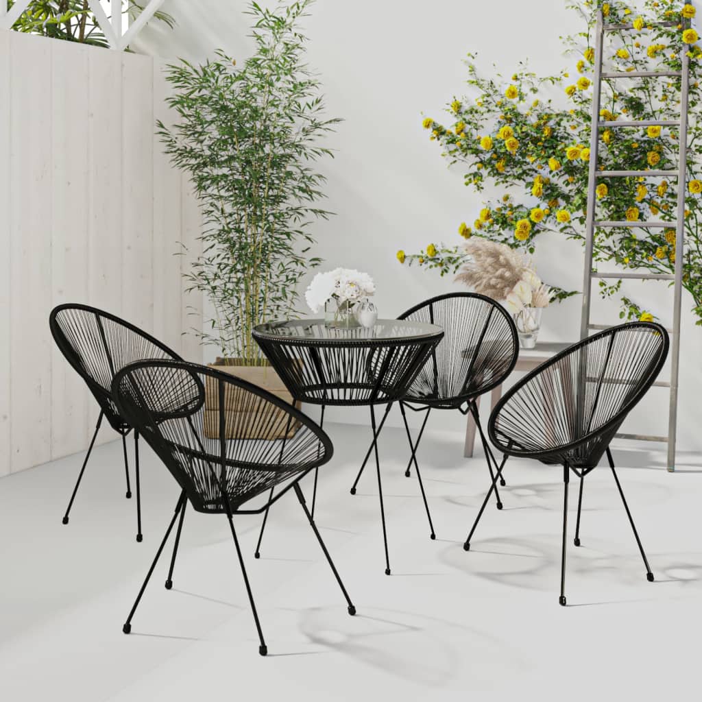 Set Mobilier De Exterior, 5 Piese, Negru, Ratan Pvc
