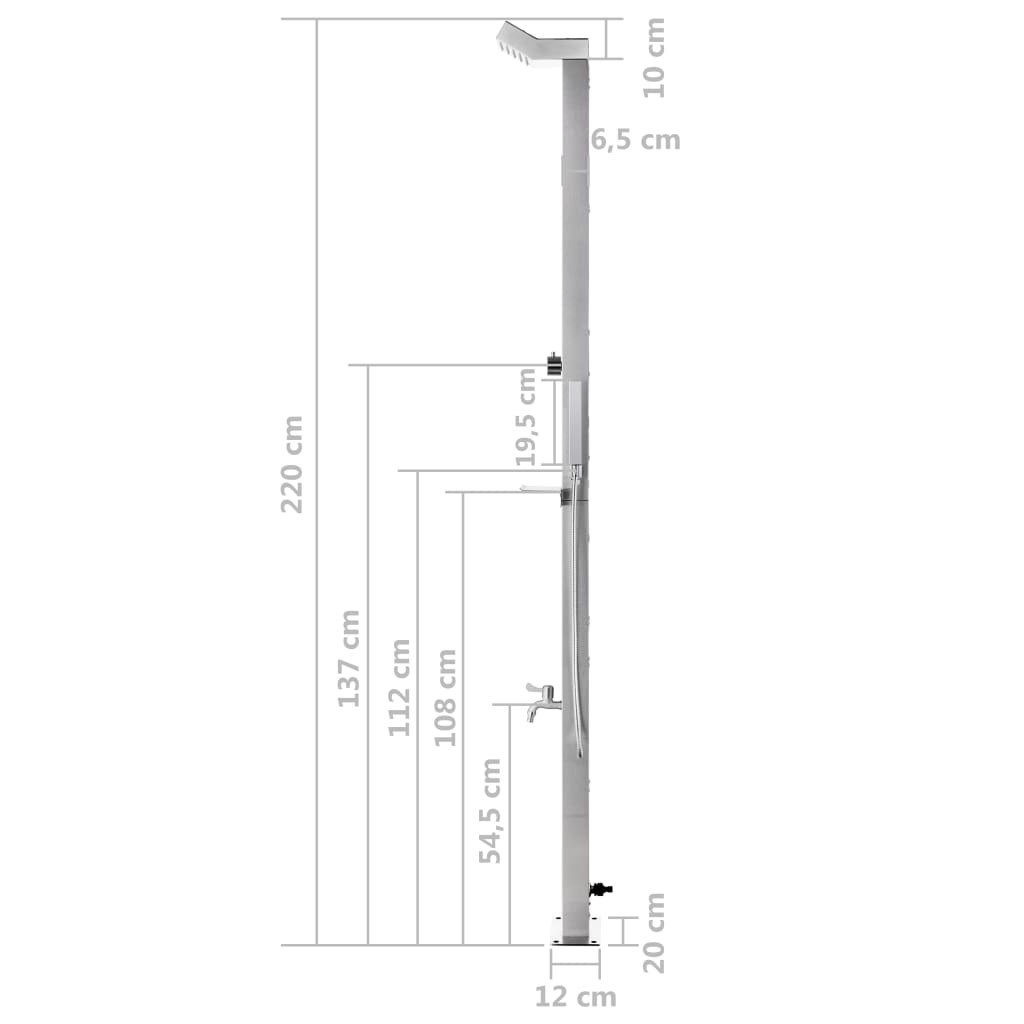 Duș Pentru Grădină, 220 Cm, Oțel Inoxidabil