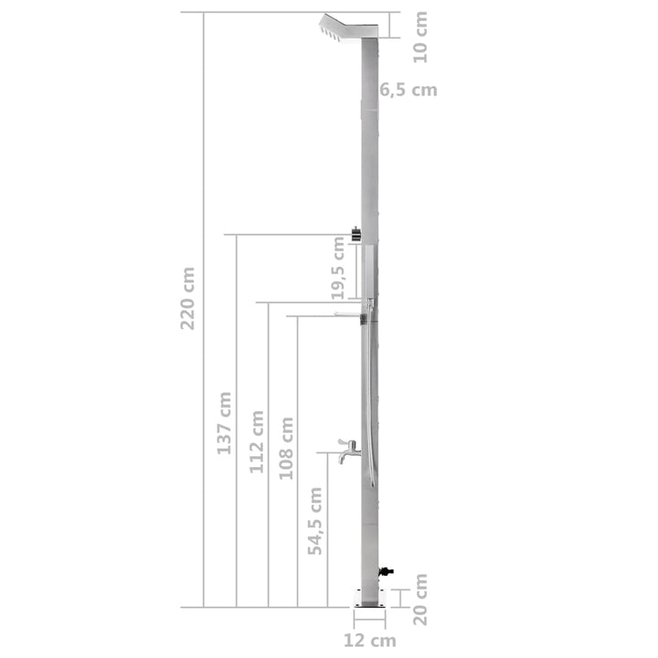 Duș Pentru Grădină, 220 Cm, Oțel Inoxidabil