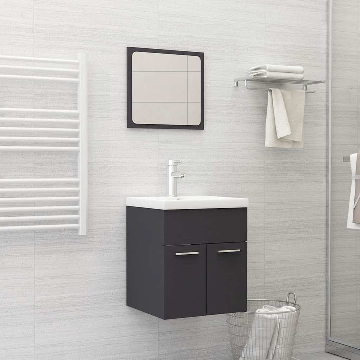 Set Mobilier De Baie, 2 Piese, Gri Extralucios, Pal