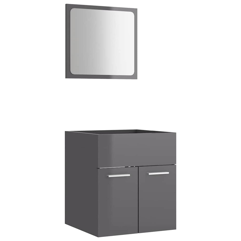 Set Mobilier De Baie, 2 Piese, Gri Extralucios, Pal