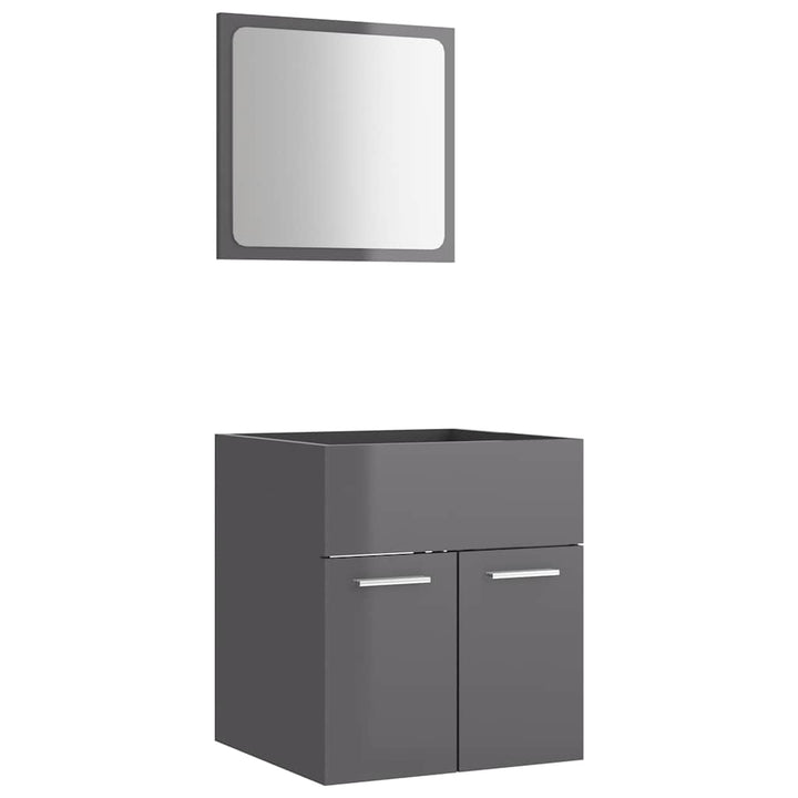 Set Mobilier De Baie, 2 Piese, Gri Extralucios, Pal