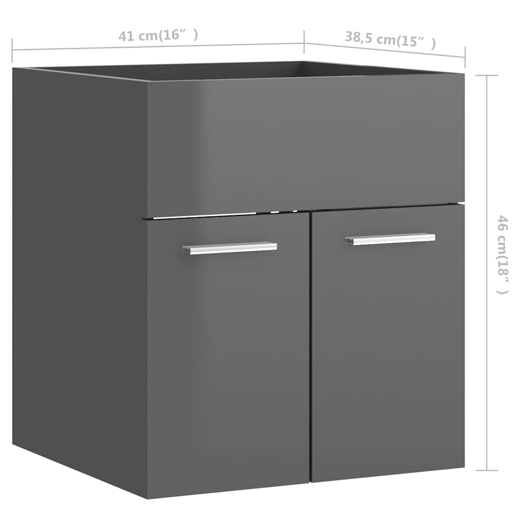 Set Mobilier De Baie, 2 Piese, Gri Extralucios, Pal