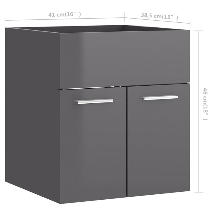 Set Mobilier De Baie, 2 Piese, Gri Extralucios, Pal