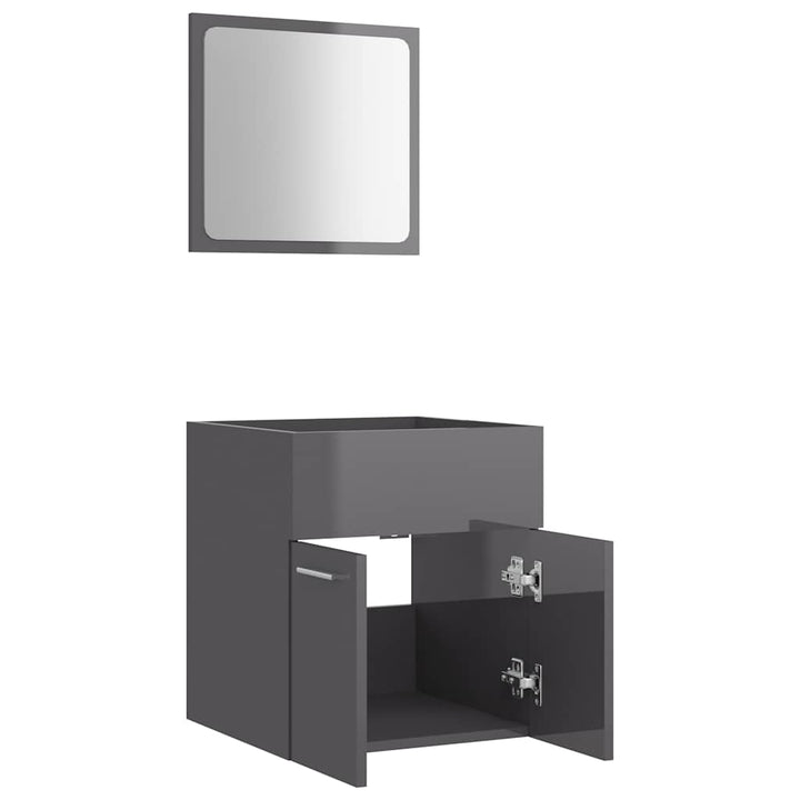 Set Mobilier De Baie, 2 Piese, Gri Extralucios, Pal
