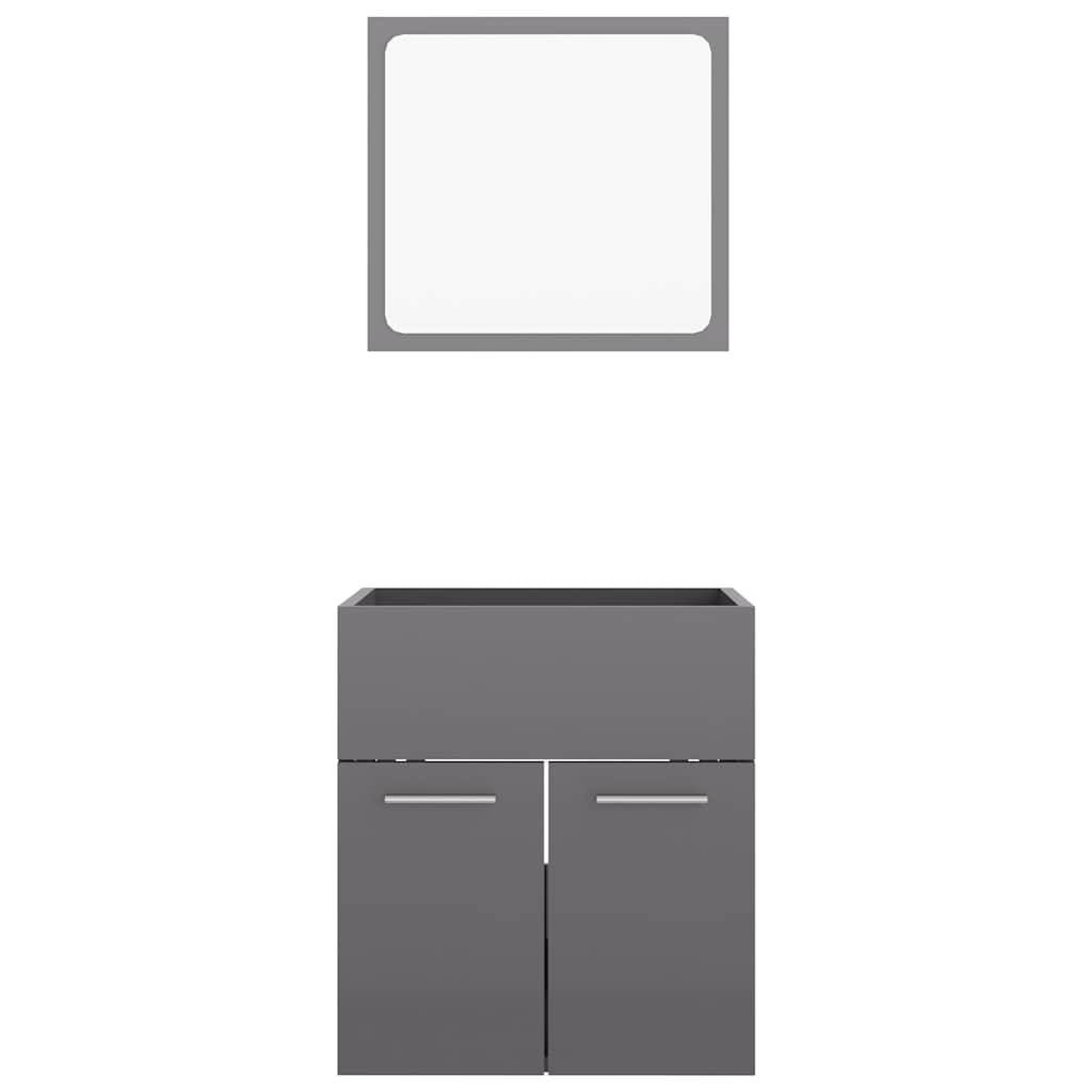 Set Mobilier De Baie, 2 Piese, Gri Extralucios, Pal