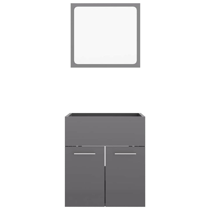 Set Mobilier De Baie, 2 Piese, Gri Extralucios, Pal