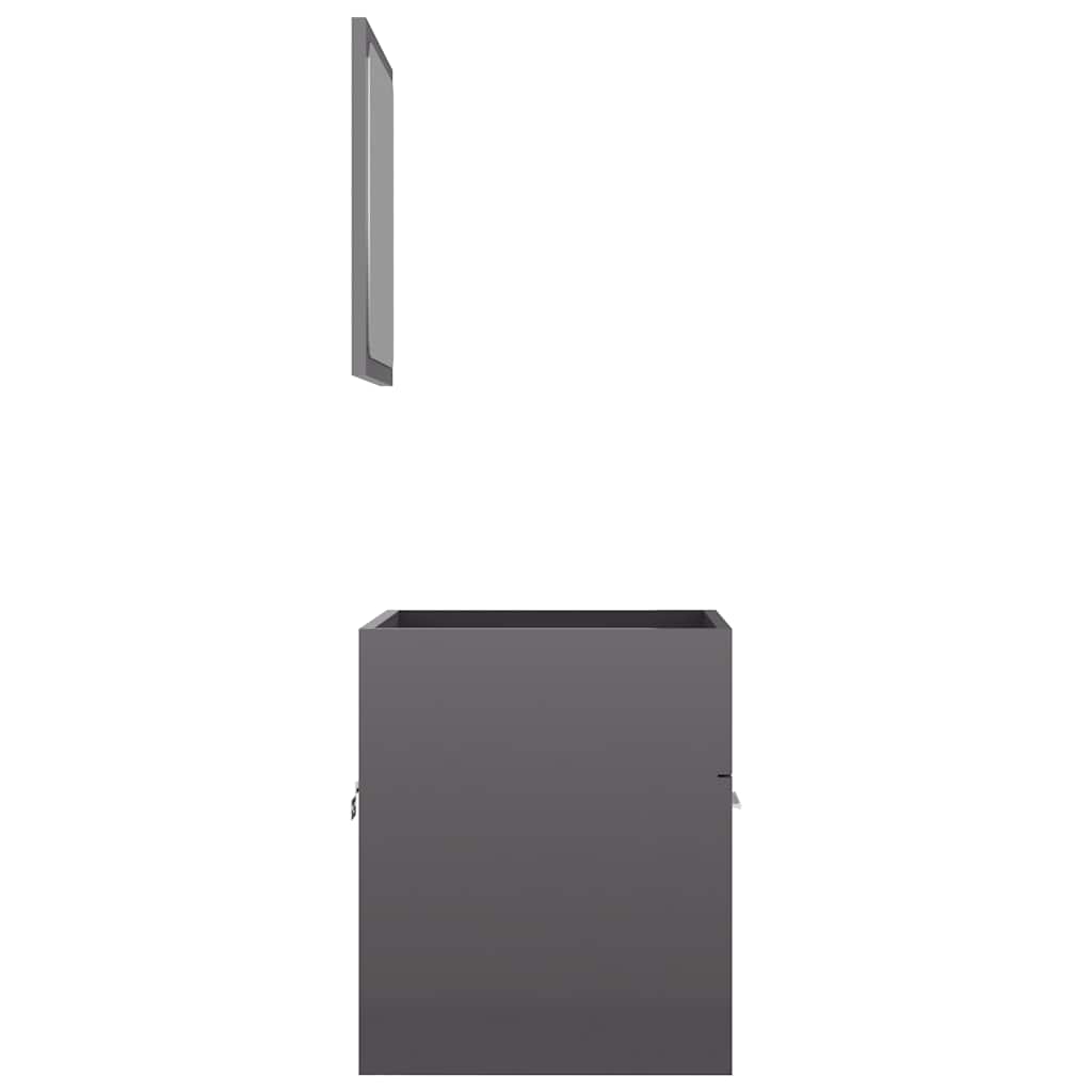 Set Mobilier De Baie, 2 Piese, Gri Extralucios, Pal