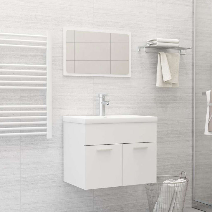 Set Mobilier De Baie, 2 Piese, Alb Extralucios, Pal