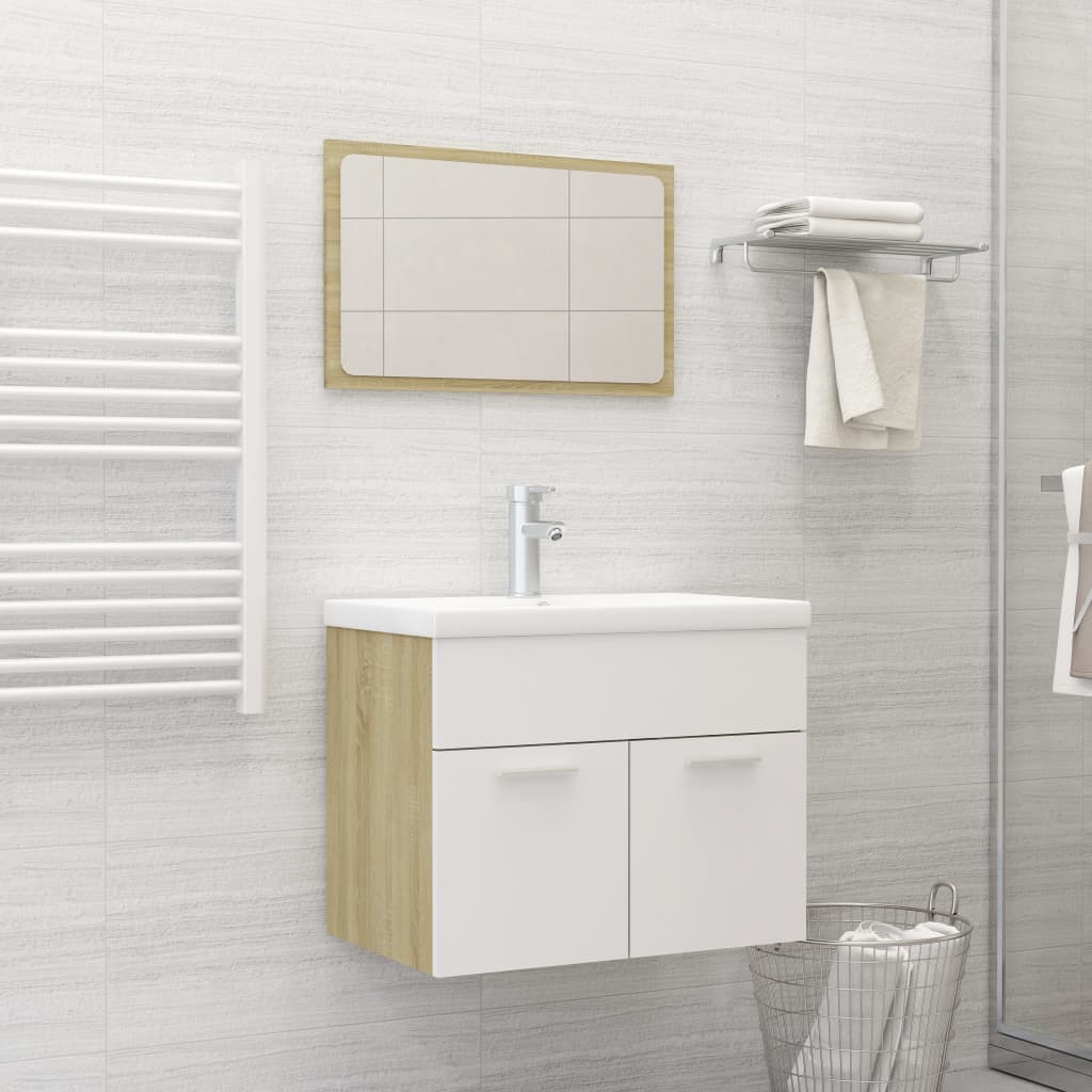 Set Mobilier De Baie, 2 Piese, Alb Extralucios, Pal
