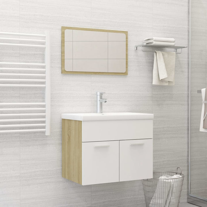 Set Mobilier De Baie, 2 Piese, Alb Extralucios, Pal