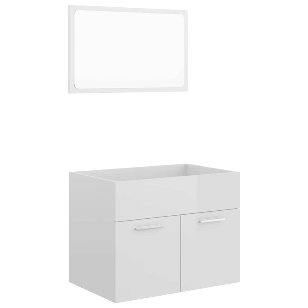 Set Mobilier De Baie, 2 Piese, Alb Extralucios, Pal