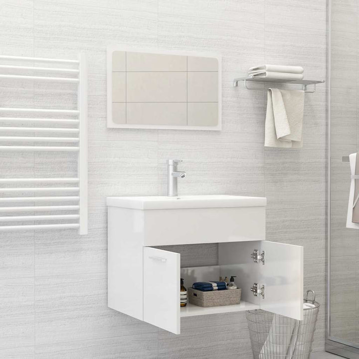 Set Mobilier De Baie, 2 Piese, Alb Extralucios, Pal