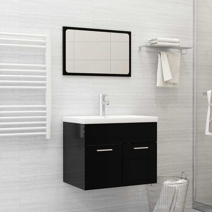Set Mobilier De Baie, 2 Piese, Alb Extralucios, Pal