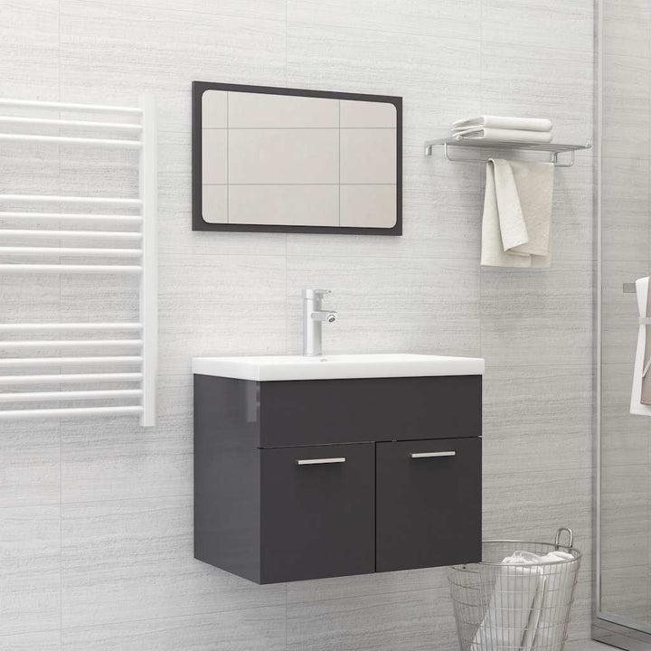 Set Mobilier De Baie, 2 Piese, Alb Extralucios, Pal