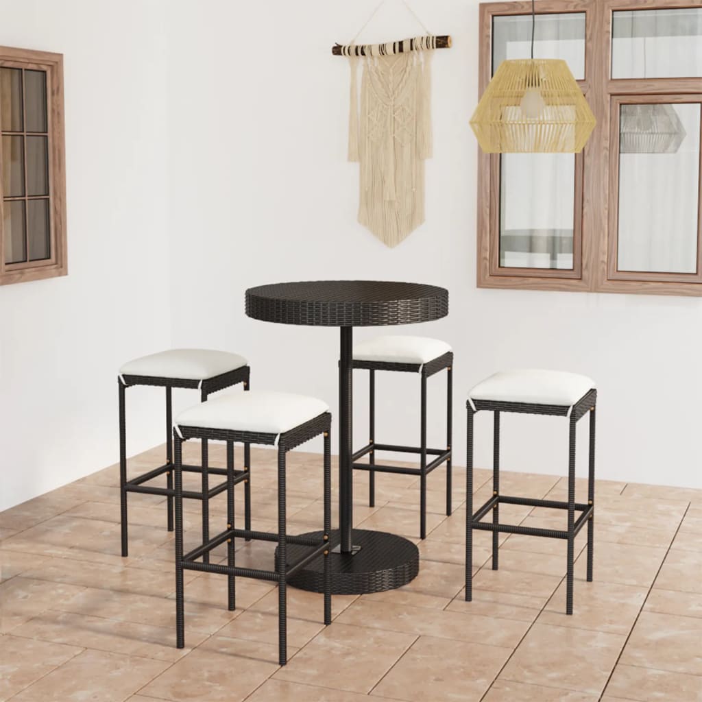 Vixl Set Mobilier Bar De Grădină Cu Perne, 5 Piese, , Poliratan