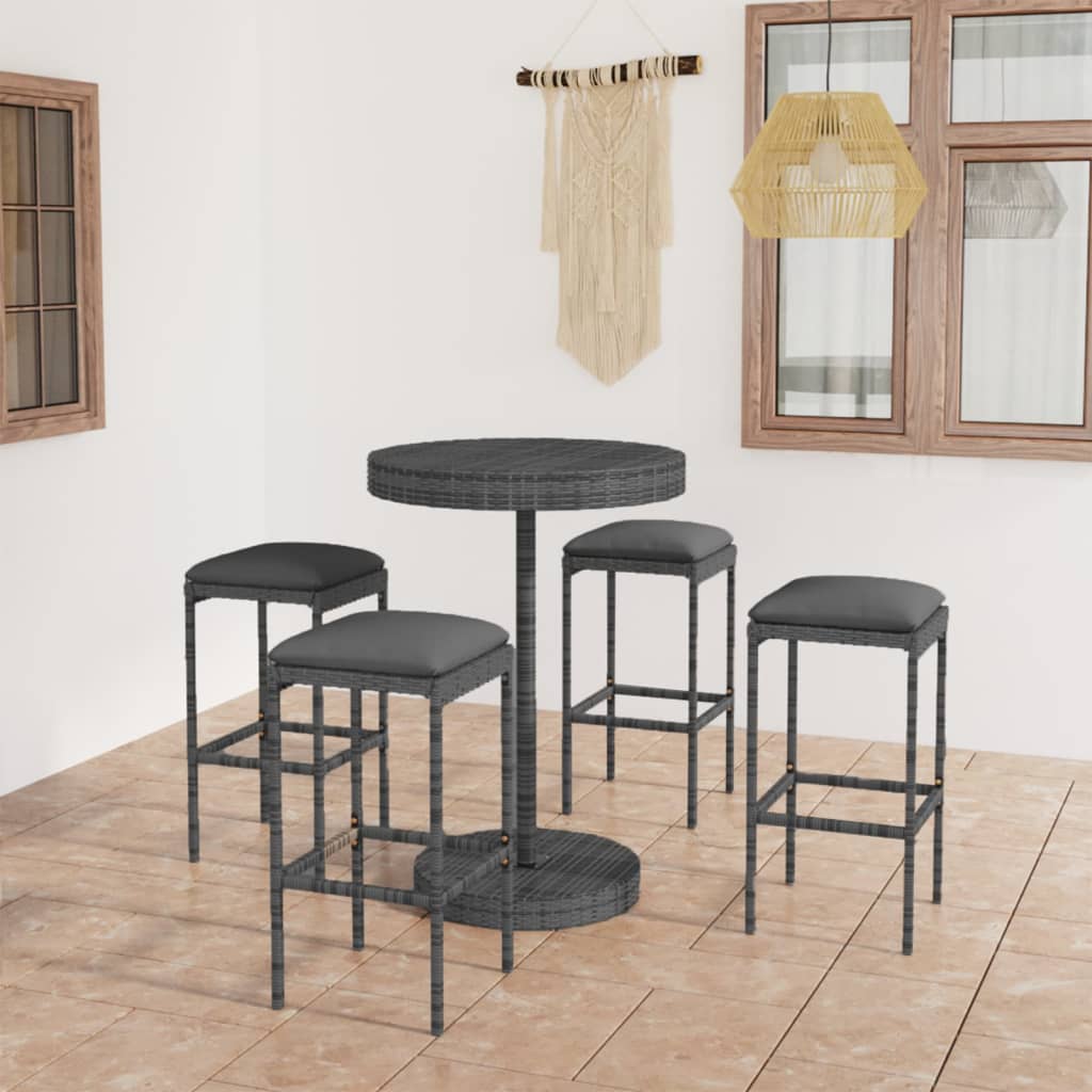 Vixl Set Mobilier Bar De Grădină Cu Perne, 5 Piese, , Poliratan