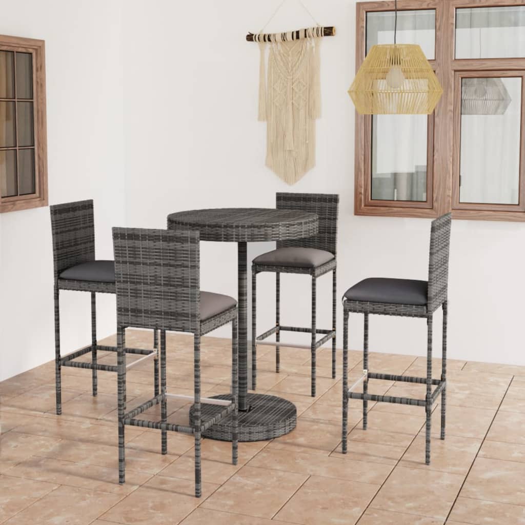 Vixl Set Mobilier Bar De Grădină Cu Perne, 5 Piese, , Poliratan