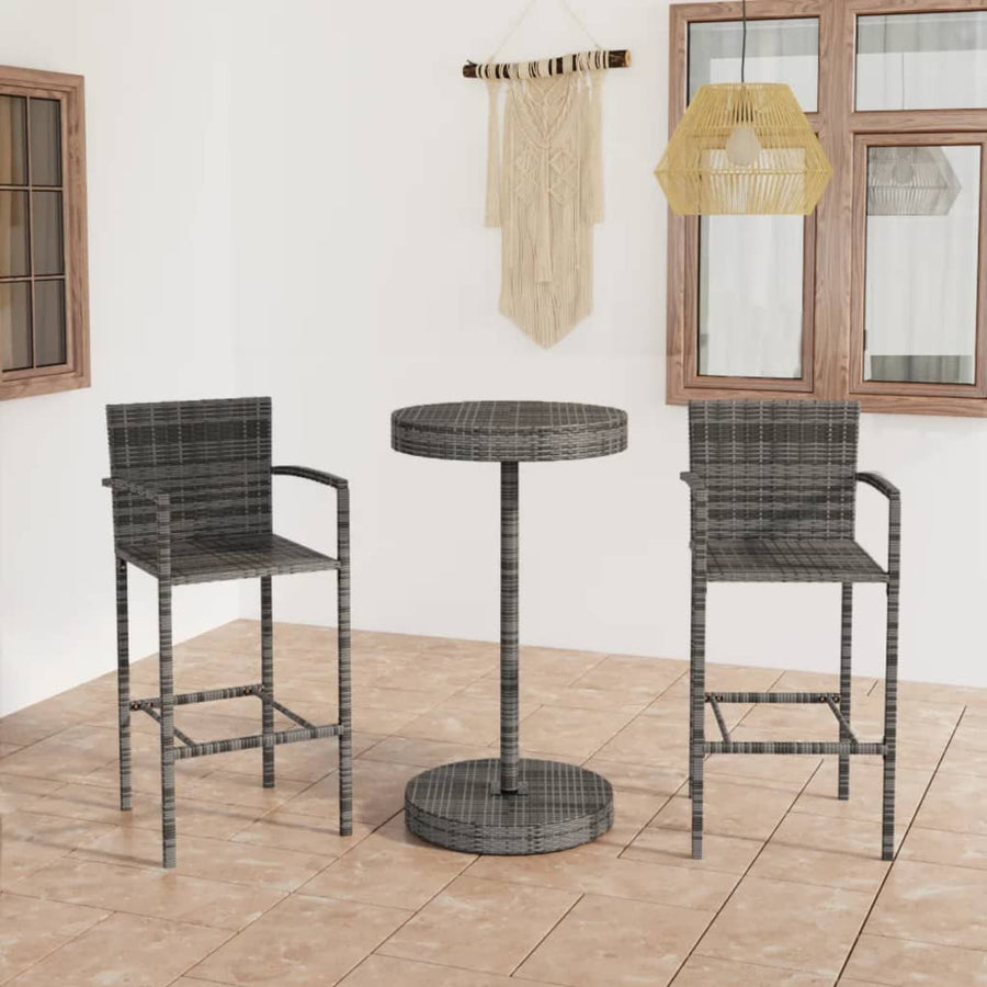 Set Mobilier Bar De Grădină, 3 Piese, , Poliratan