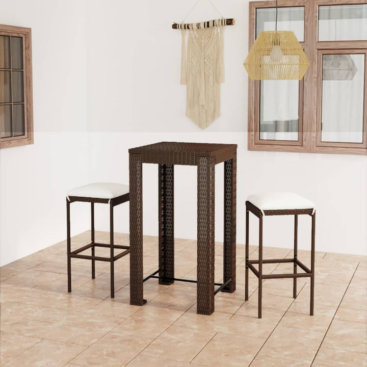 Vixl Set Mobilier Bar De Grădină Cu Perne, 3 Piese, , Poliratan