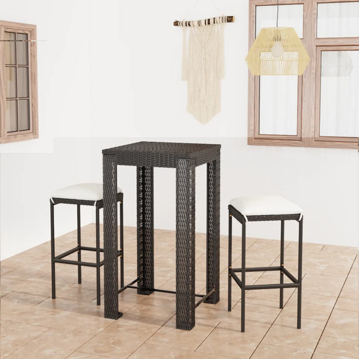 Vixl Set Mobilier Bar De Grădină Cu Perne, 3 Piese, , Poliratan