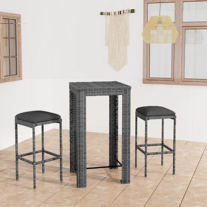 Vixl Set Mobilier Bar De Grădină Cu Perne, 3 Piese, , Poliratan