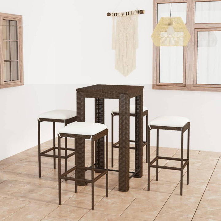 Vixl Set Mobilier Bar De Grădină Cu Perne, 3 Piese, , Poliratan