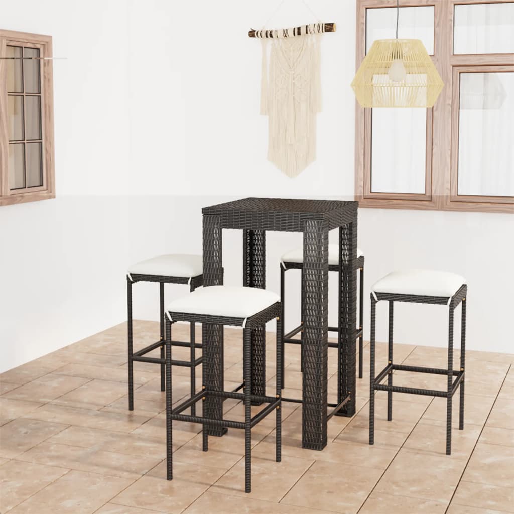 Vixl Set Mobilier Bar De Grădină Cu Perne, 3 Piese, , Poliratan