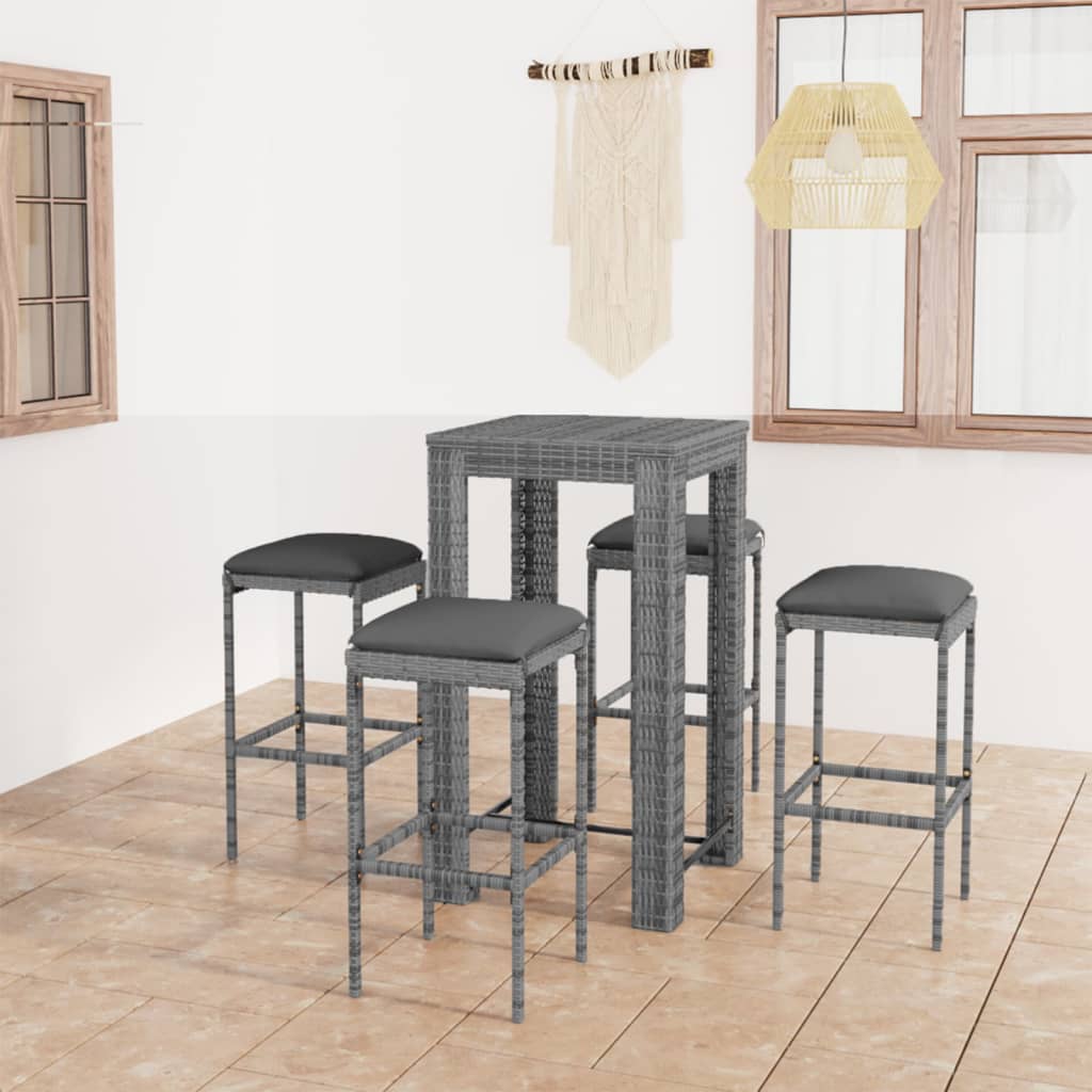 Vixl Set Mobilier Bar De Grădină Cu Perne, 3 Piese, , Poliratan