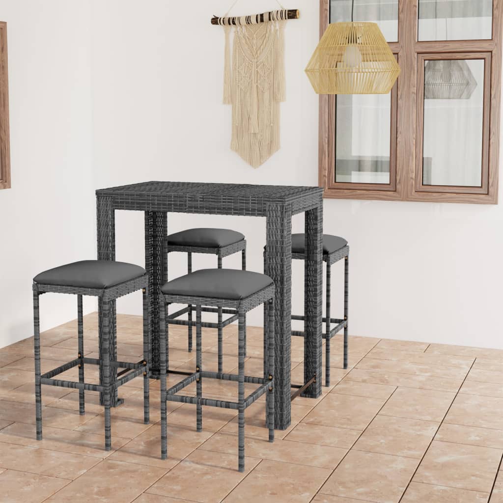 Vixl Set Mobilier Bar De Grădină Cu Perne, 3 Piese, , Poliratan