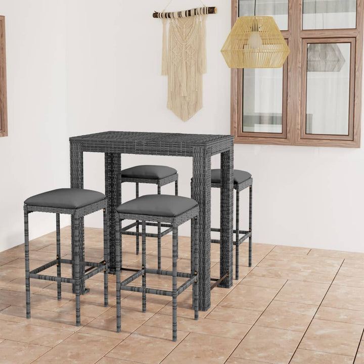 Vixl Set Mobilier Bar De Grădină Cu Perne, 3 Piese, , Poliratan