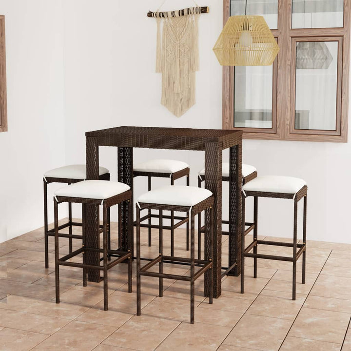 Vixl Set Mobilier Bar De Grădină Cu Perne, 3 Piese, , Poliratan