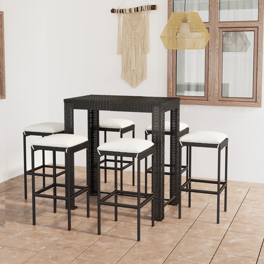 Vixl Set Mobilier Bar De Grădină Cu Perne, 3 Piese, , Poliratan