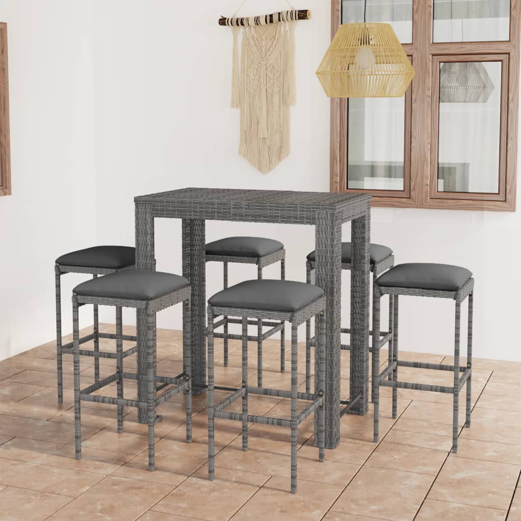 Vixl Set Mobilier Bar De Grădină Cu Perne, 3 Piese, , Poliratan