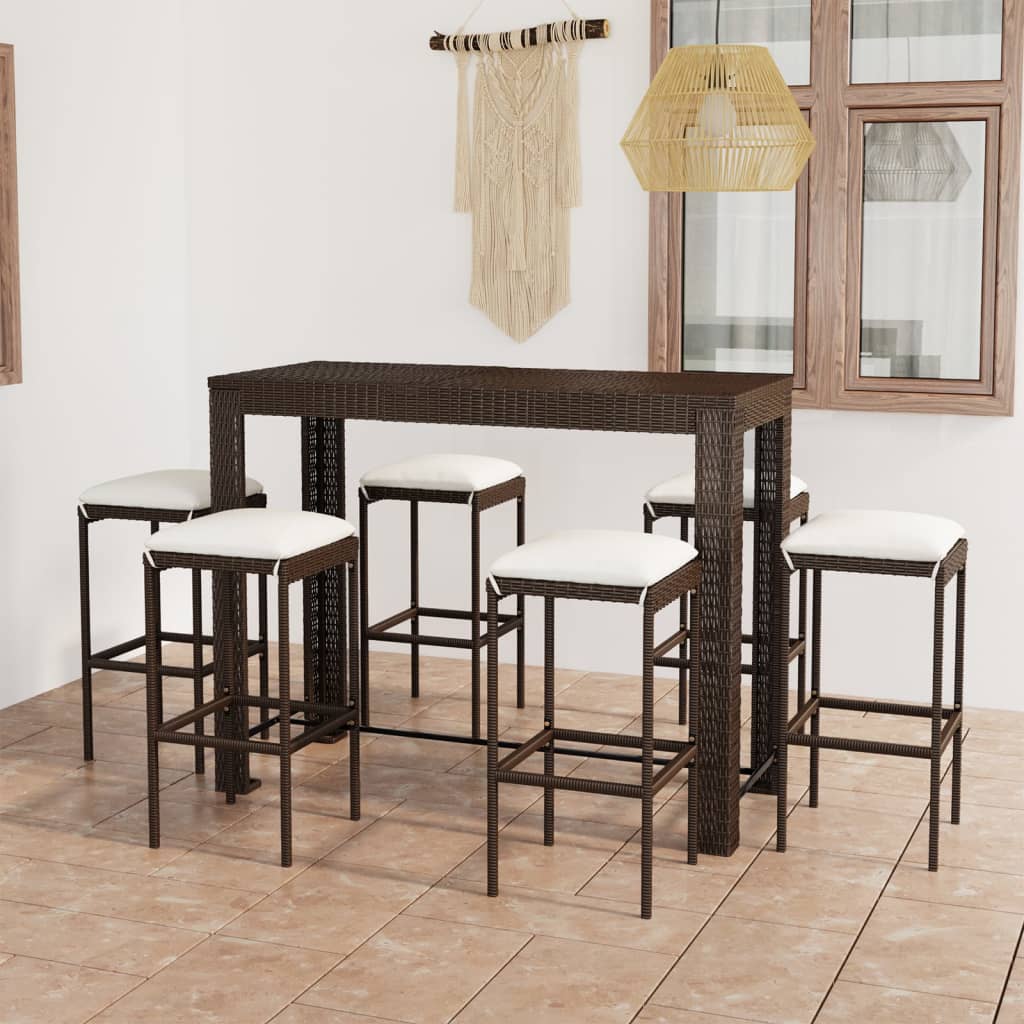 Vixl Set Mobilier Bar De Grădină Cu Perne, 3 Piese, , Poliratan
