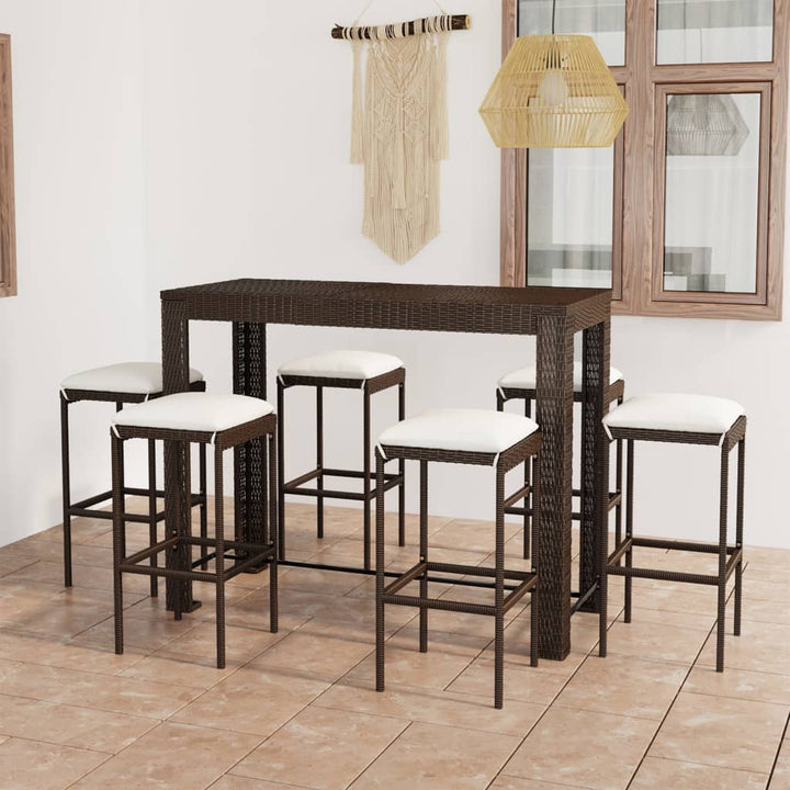 Vixl Set Mobilier Bar De Grădină Cu Perne, 3 Piese, , Poliratan