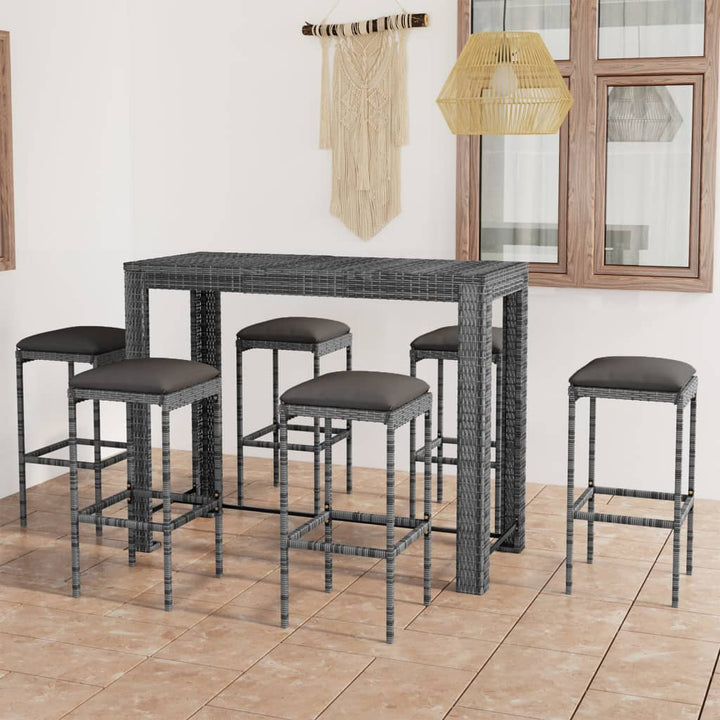 Vixl Set Mobilier Bar De Grădină Cu Perne, 3 Piese, , Poliratan