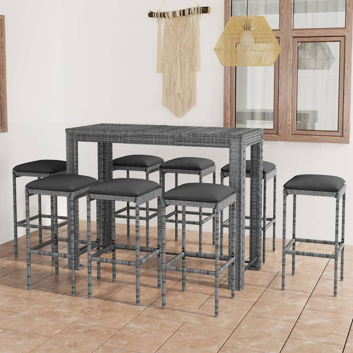 Vixl Set Mobilier Bar De Grădină Cu Perne, 3 Piese, , Poliratan